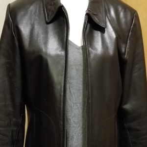womens 100% black leather jacket